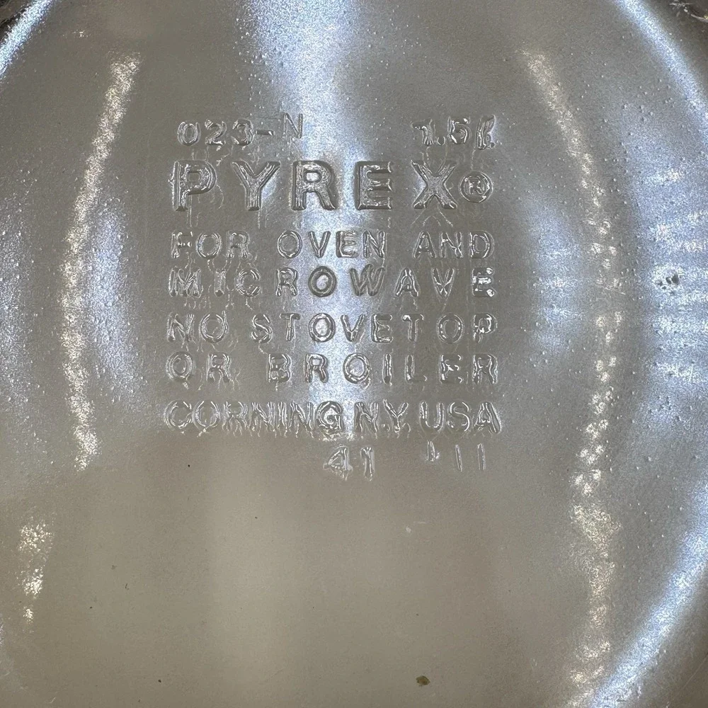 VTG RARE Pyrex 023-N Amber Round 1.5 qt Casserole Baking Dish Lid & Basket 623CB